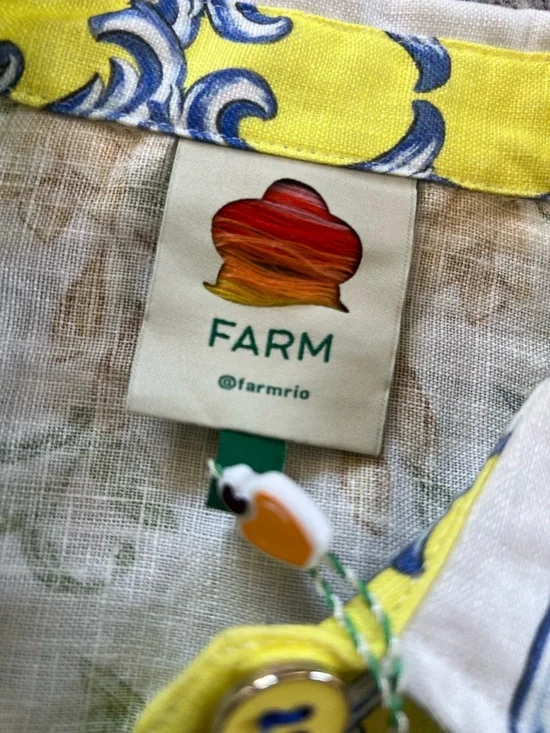 FARM Rio Yellow and Blue Printed Linen Top - Picture 2 of 8
